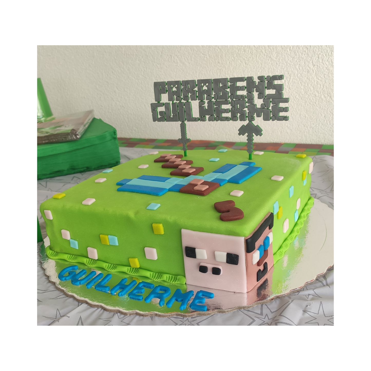 Minecraft Topper Bolo